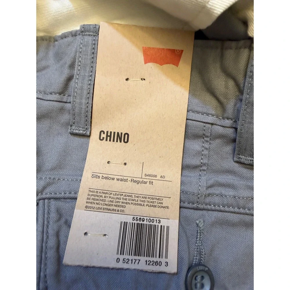 Levis Chino Pants Mens 40x32 Grey Regular Fit Straight Leg New With Tags